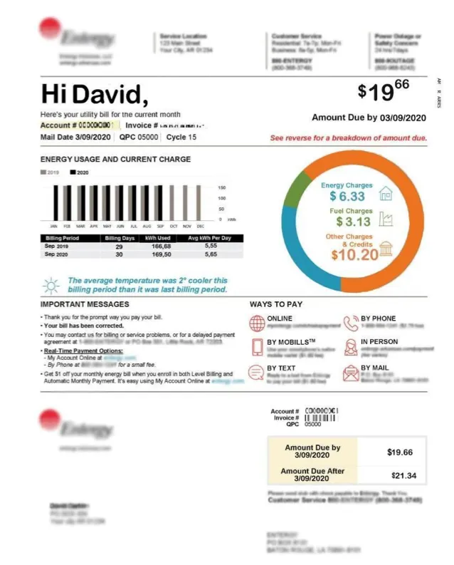 Reduced electricity bill showing potential savings from energy efficiency measures